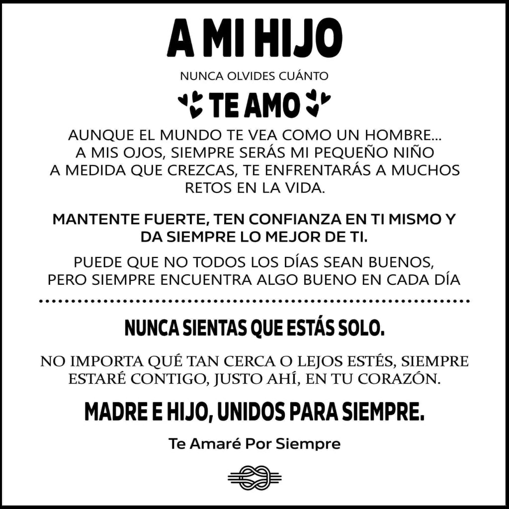 A MI HIJO | SIEMPRE UNIDOS | PULSERA DE CUERO